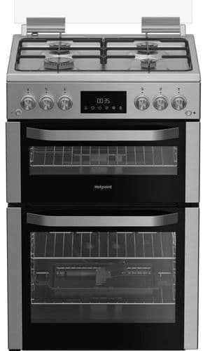 HOTPOINT Freestanding 60cm Gas Cooker with Double Oven St. Steel HDG6GDCX