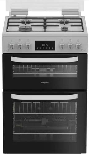 HOTPOINT Freestanding 60cm Gas Cooker with Double Oven White HDG6GDCW