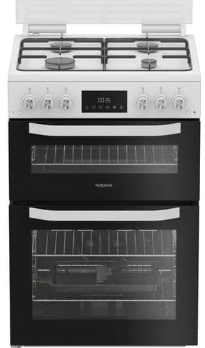 HOTPOINT Freestanding 60cm Gas Cooker with Twin Cavity White HTG6GDCW