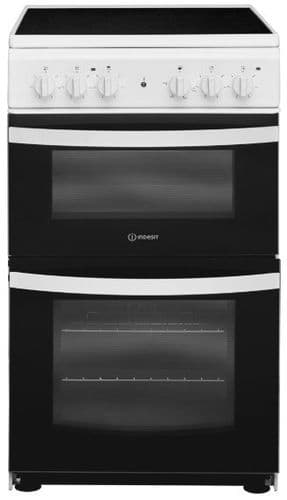 INDESIT 50cm Electric Twin Cavity Cooker with Ceramic Hob White ID5V92KMW/UK