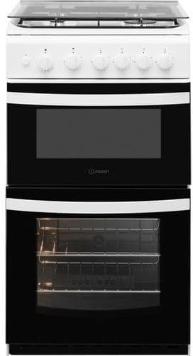 INDESIT Freestanding 50cm Gas Cooker with Twin Cavity White ID5G00KMW/UK/L