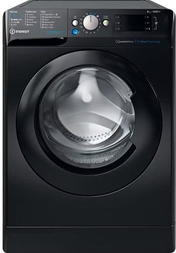 INDESIT Washing Machine with Steam Technology 8kg Load 1400 Spin Black BWE81496XKVUK