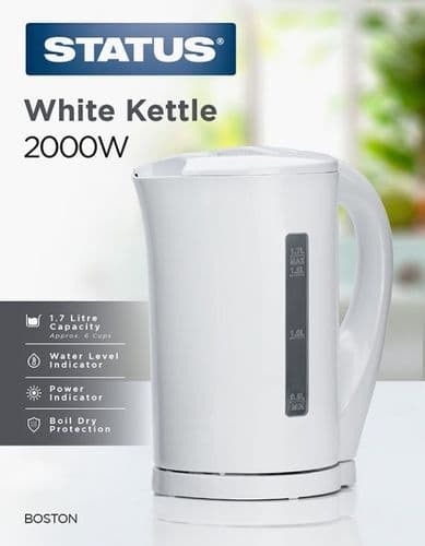 STATUS Boston 1.7 litre Jug Kettle White with 2 Year Guarantee