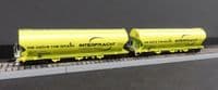 Arnold TT HN9759 CZ Interfracht 4 Axle Silo Wagon Set Neon Green Wagon Set of 2
