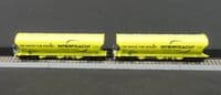 Arnold TT HN9759 CZ Interfracht 4 Axle Silo Wagon Set Neon Green Wagon Set of 2