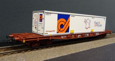 Jouef HJ6243 Touax S70 Bogie Flat Wagon w/Rail Route Swapbody