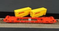 Mehano 28411 DB Cargo Sgkkms698 Flat Wagon w/DHL Containers