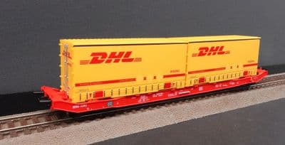 Mehano 28411 DB Cargo Sgkkms698 Flat Wagon w/DHL Containers