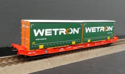 Mehano 28412 DB Cargo Sgkkms698 Flat Wagon w/Wetron Containers