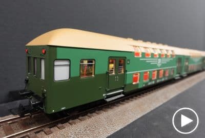 Rivarossi HR4424 DR Double deck Articulated coach set with lights!