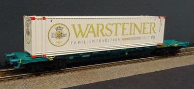 Rivarossi HR6578 Cemat Sgnss 4 Axle Wagon w/Warsteiner Container Load