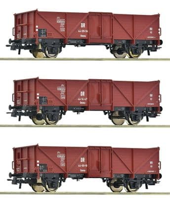 Roco 6600115 DR Set of 3 gondola wagons