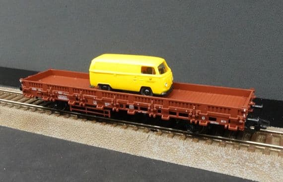 SH Trix 24201-08 DB Low sided wagon with postal vehicle load