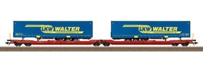 Trix 24470 DBAG Sdggmrss (T3000e) Dbl Flat Wagon LKW Walter Load