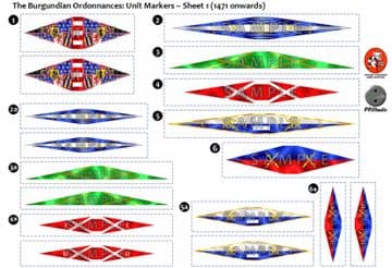 BFL3121 Burgundian Ordonnances: Unit Markers - Sheet 1 (1471 onwards)