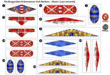 BFL3122 Burgundian Ordonnances: Unit Markers - Sheet 2 (1471 onwards)