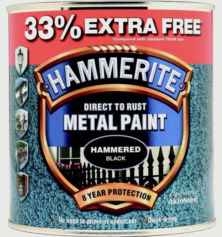 Hammerite Metal Paint Hammered 750ml 33 Free Black