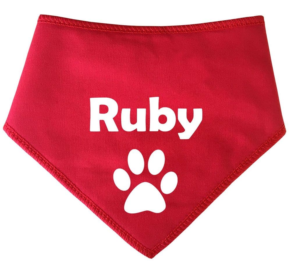 Personalised Name With Paw Design Dog Bandana