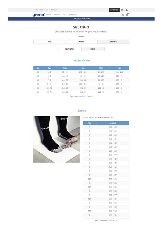 JUNIOR SIZE GUIDE