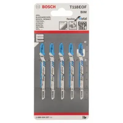 Bosch 25 Jigsaw Blades T118EOF BIM Flexible for Metal (5 Pack) x5
