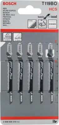 Bosch Professional Jigsaw blade T119BO Basic Wood 5 pack
