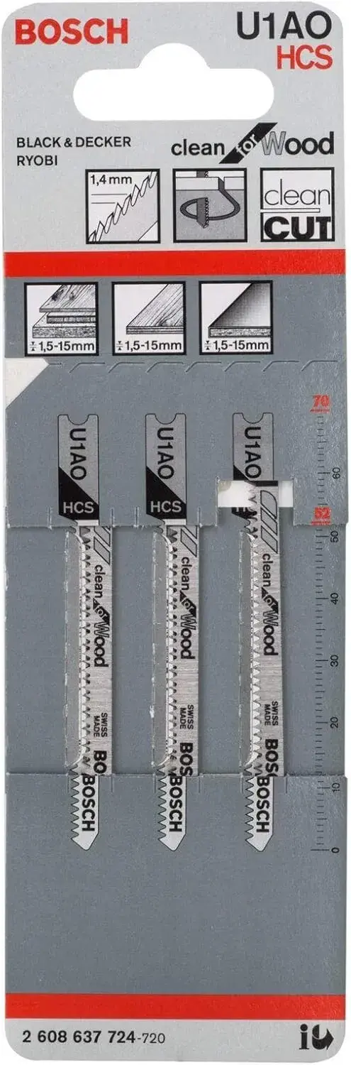 Bosch Professional Jigsaw blade U1AO 3 pack Clean Wood