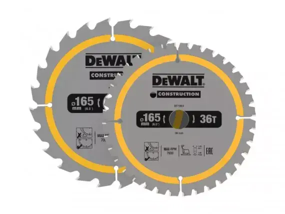 DeWalt DT90270-QZ CIRCULAR SAW BLADE TWIN PACK 165 X 20MM X 24T/36T