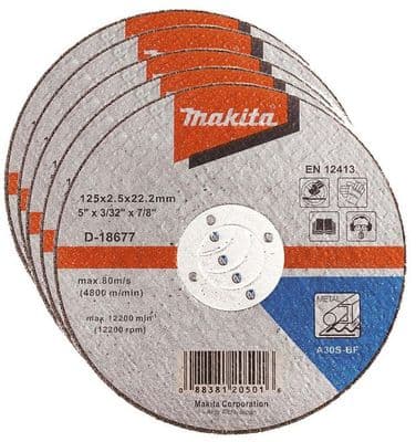 Makita 125mm (5'') Metal Cutting Disc Pack of 5