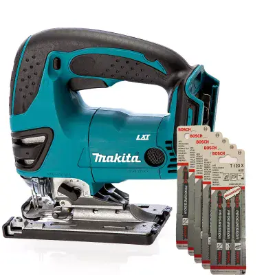 Makita 18v DJV180 Jigsaw Li Ion + 15 Bosch T123X PROGRESSOR Jigsaw Blade DJV180Z