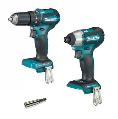Makita DHP483Z Combi Drill DTD155Z 18V Brushless Impact Driver and Bit Holder
