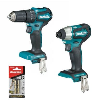 Makita DHP483Z Combi Drill DTD155Z 18V Brushless Impact Driver Gold Xtreme Bits
