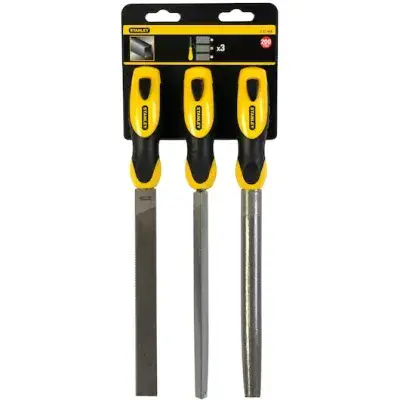 Stanley File Set 3 Piece Flat , 1/2 Round, 3 Square 200mm (8in) 0-22-464