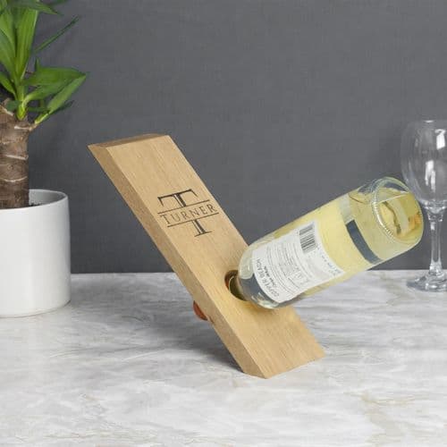 Personalised Engraved Oak Wine Bottle Holder - Surname