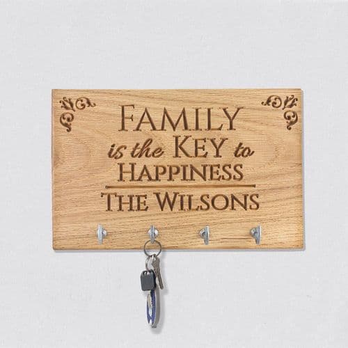 Personalised Oak Family Key Holder