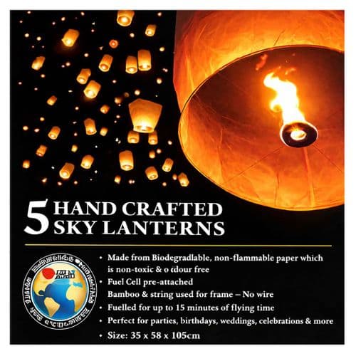 Sky Lanterns - 5 pack
