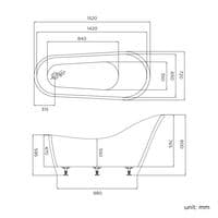 1520mm Freestanding Designer Slipper Bath