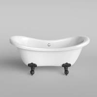 1600mm Freestanding Roll Top Double ended Slipper Bath with Ball Feet
