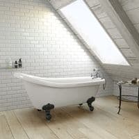 1700mm Freestanding Roll Top High Back Slipper Bath with Ball Feet