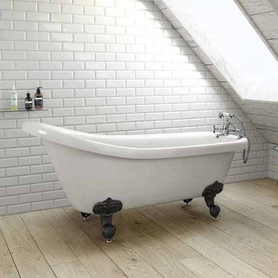 1700mm Freestanding Roll Top High Back Slipper Bath with Ball Feet
