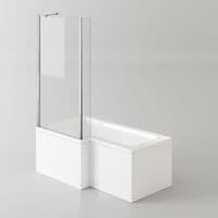 AquaSoak 1500mm L Shaped Shower Bath Left Hand