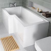 AquaSoak 1500mm L Shaped Shower Bath Left Hand