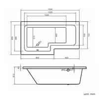 AquaSoak 1500mm L Shaped Shower Bath Left Hand
