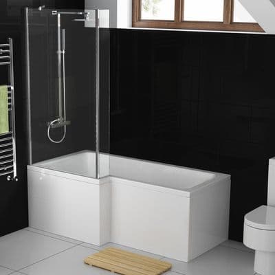 AquaSoak 1500mm L Shaped Shower Bath Left Hand