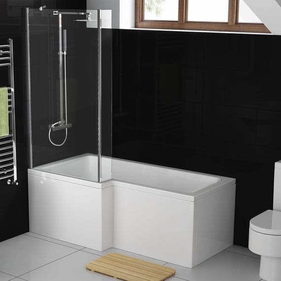 AquaSoak 1500mm L Shaped Shower Bath Left Hand