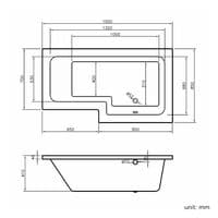 AquaSoak 1500mm L Shaped Shower Bath Right Hand