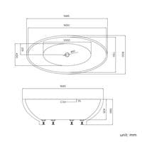 AquaSoak 1685mm Modern Oval Double Ended Freestanding Bath Tub Acrylic Designer