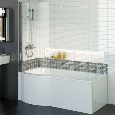 AquaSoak 1700mm P Shaped Shower Bath Left Hand