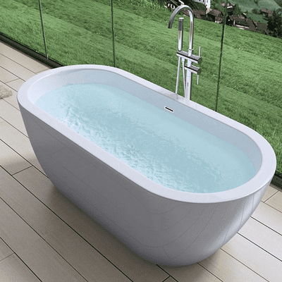 AquaSoak 1800mm Modern curved Double Ended Freestanding Bath Tub Acrylic Designer