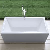AquaSoak Square Double Ended Freestanding Bath Tub Acrylic White 1800mm x 800mm