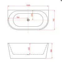 Back to Wall Double ended Acrylic Bath 1500 x 750mm
